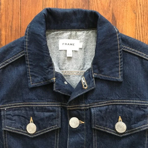 NWOT Frame Denim Jean Mini Dress Size M Oversized Details Short Sleeve - Picture 2 of 7